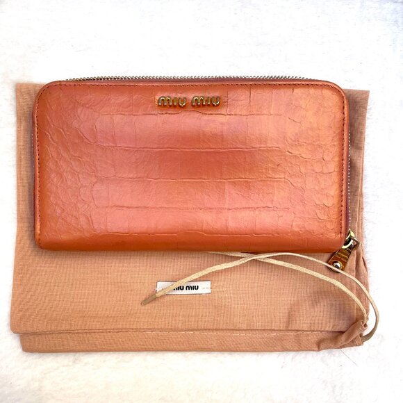 Miu Miu zip around Crocodile imbossed Continental wallet